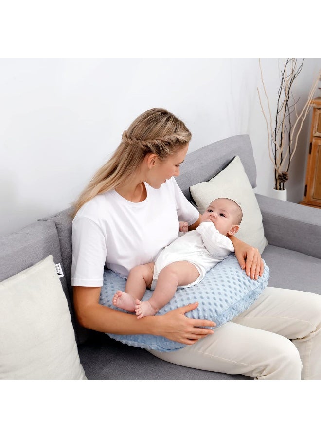 Aullar Nursing Pillow and Positioner for Breastfeeding and Bottle Feeding, Propping Baby, Tummy Time, Baby Sitting Support, Awake-Time Support (Blue) - Image 5